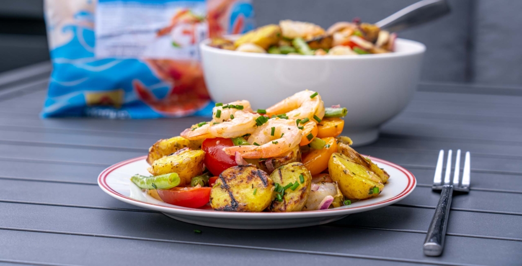 Kartulisalat – grillitud kartulite ja krevettidega
